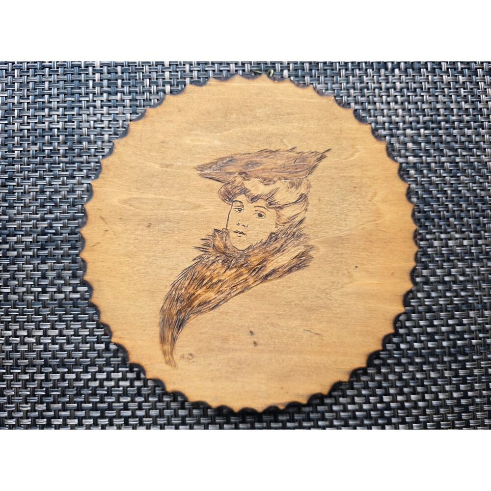 Vintage handmade pyrography